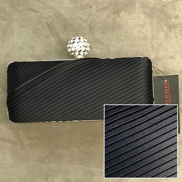 SR Tuxedo Pleated/ Crystal Ball Evening Bag, NWT - Picture 1 of 6